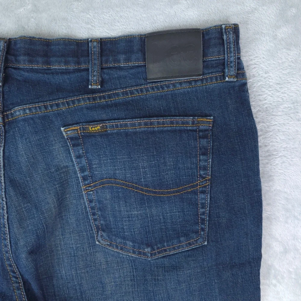 Lee Relaxed Fit Jeans Men 44x30 Blue Denim Stretch Straight Leg Workwear Comfort